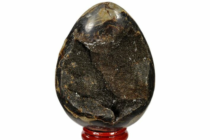 Septarian Dragon Egg Geode - Black Crystals #118753